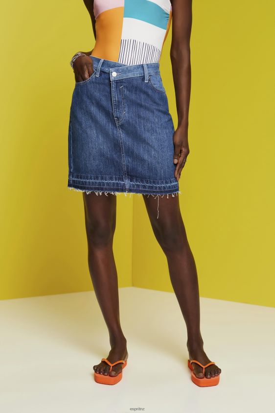 Women Esprit Blue Dark Wash Jeans mini skirt with an asymmetric hem Skirts XF4444207 - Image 1