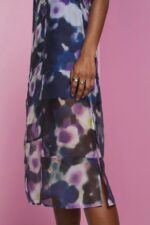 Women Esprit Blue Lavender Patterned organza midi dress Dresses XF4444196 - Image 3