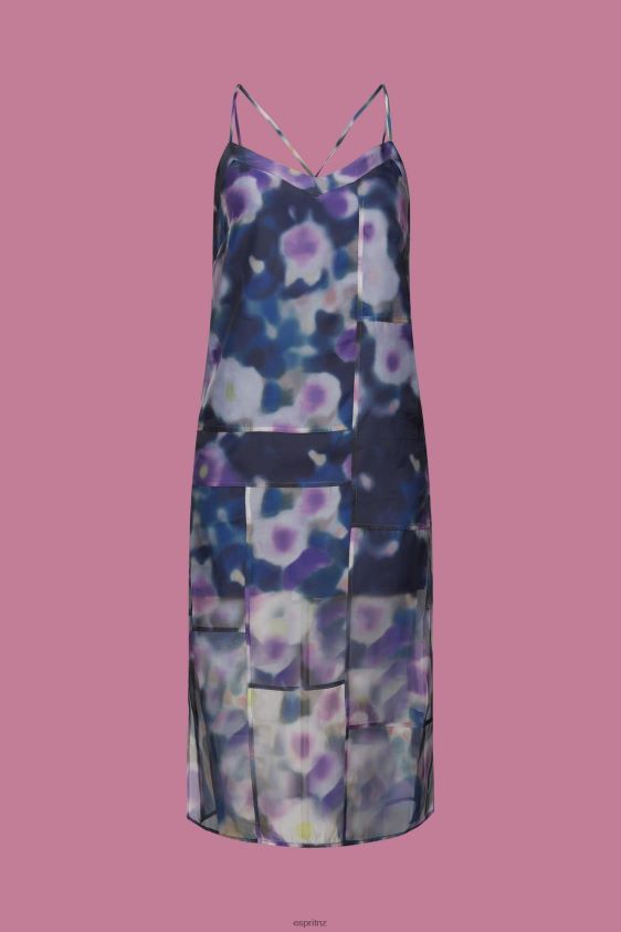 Women Esprit Blue Lavender Patterned organza midi dress Dresses XF4444196 - Image 5