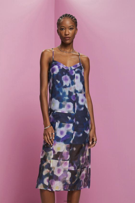 Women Esprit Blue Lavender Patterned organza midi dress Dresses XF4444196 - Image 1