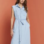 Women Esprit Blue Light Wash Dresses woven Dresses XF4444181