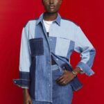 Women Esprit Blue Light Wash Patchwork jeans shirt, cotton blend Shirts XF4444257