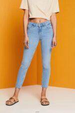 Women Esprit Blue Light Wash Slim fit cropped jeans Denim XF4444115