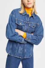 Women Esprit Blue Medium Wash Denim blouse Blouses XF4444396