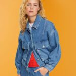 Women Esprit Blue Medium Wash Denim jacket Jackets XF4444549
