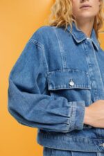 Women Esprit Blue Medium Wash Denim jacket Jackets XF4444549 - Image 3