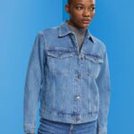 Women Esprit Blue Medium Wash Denim jacket Jackets XF4444553