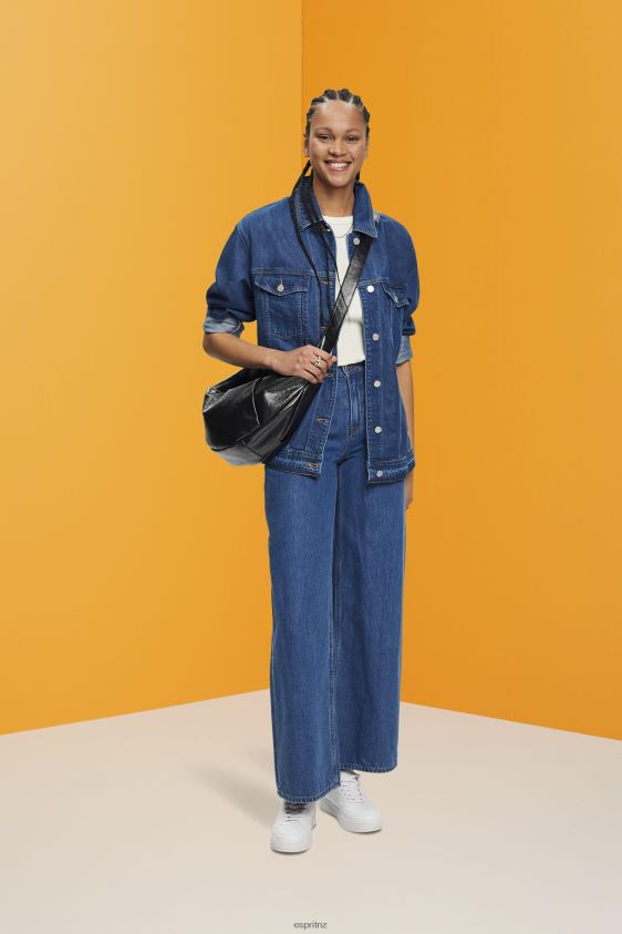 Women Esprit Blue Medium Wash Denim jacket with tie belt Jackets XF4444215 - Image 2