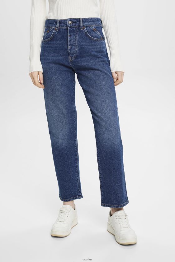 Women Esprit Blue Medium Wash High-rise dad jeans Denim XF4444314 - Image 1