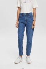 Women Esprit Blue Medium Wash High rise mom jeans Denim XF4444526