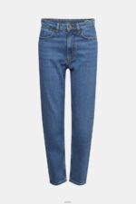 Women Esprit Blue Medium Wash High rise mom jeans Denim XF4444526 - Image 5
