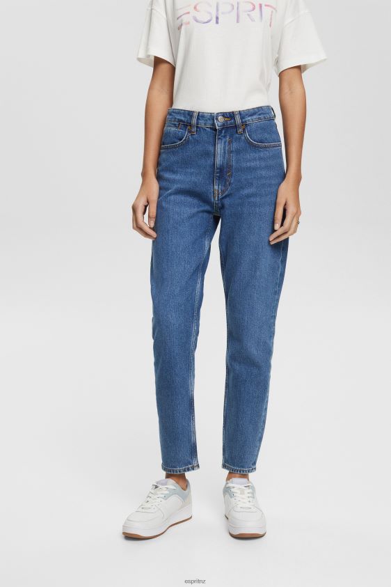 Women Esprit Blue Medium Wash High rise mom jeans Denim XF4444526 - Image 1