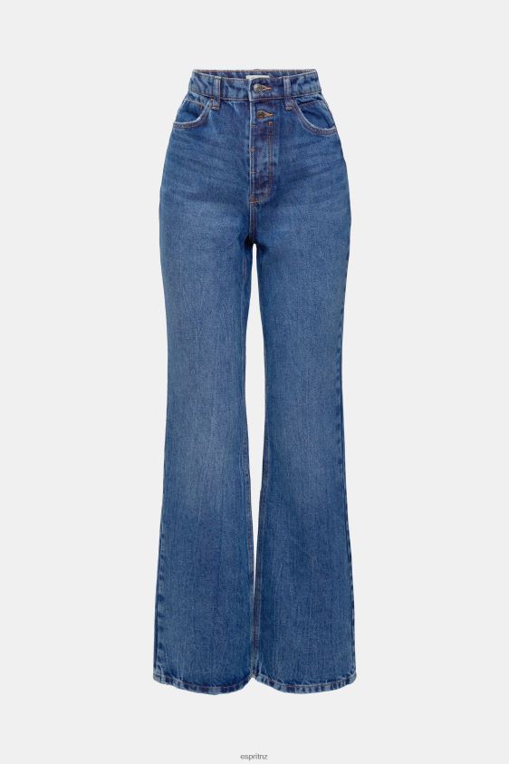 Women Esprit Blue Medium Wash High rise retro flare jeans Denim XF4444327 - Image 5