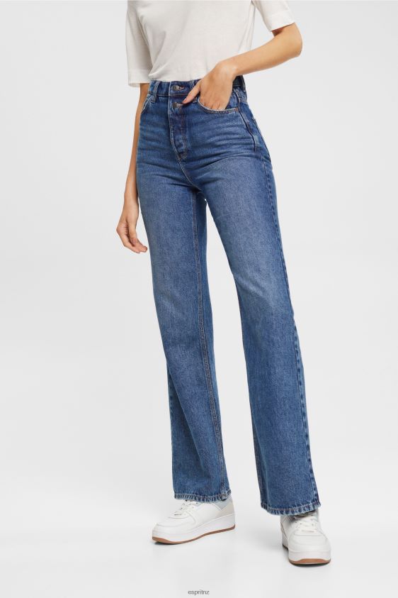 Women Esprit Blue Medium Wash High rise retro flare jeans Denim XF4444327 - Image 1