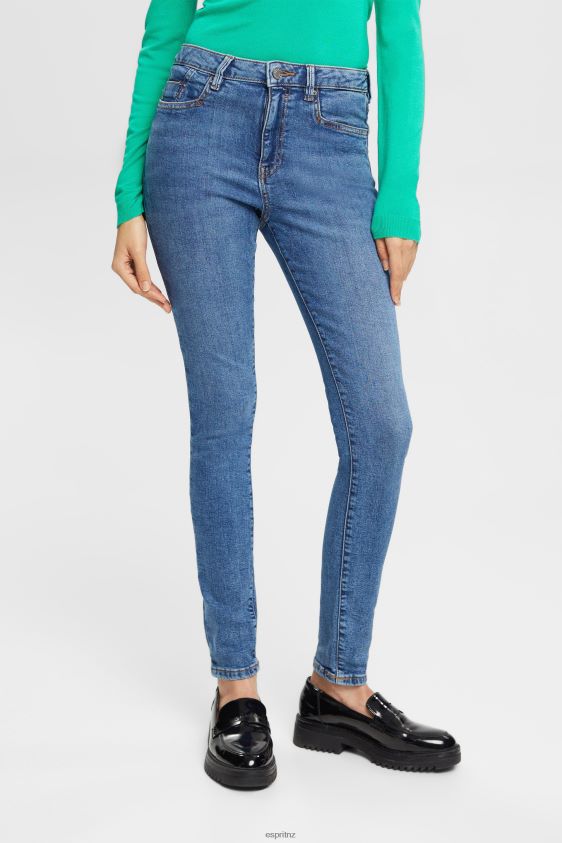 Women Esprit Blue Medium Wash High-rise skinny jeans with TENCEL Denim XF4444322 - Image 1