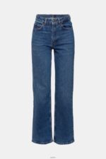 Women Esprit Blue Medium Wash High-rise straight leg stretch jeans Denim XF4444337 - Image 5