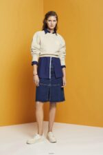 Women Esprit Blue Medium Wash Knee-length denim skirt Skirts XF4444269 - Image 2