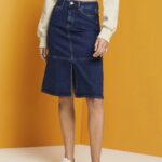 Women Esprit Blue Medium Wash Knee-length denim skirt Skirts XF4444269