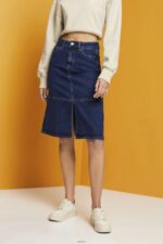 Women Esprit Blue Medium Wash Knee-length denim skirt Skirts XF4444269