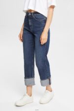 Women Esprit Blue Medium Wash Mid-rise relaxed fit jeans Denim XF4444325