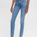 Women Esprit Blue Medium Wash Mid-rise slim fit stretch jeans Denim XF4444348