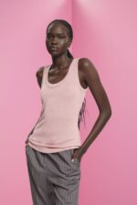 Women Esprit Blush Sleeveless glitter top Tank XF4444403