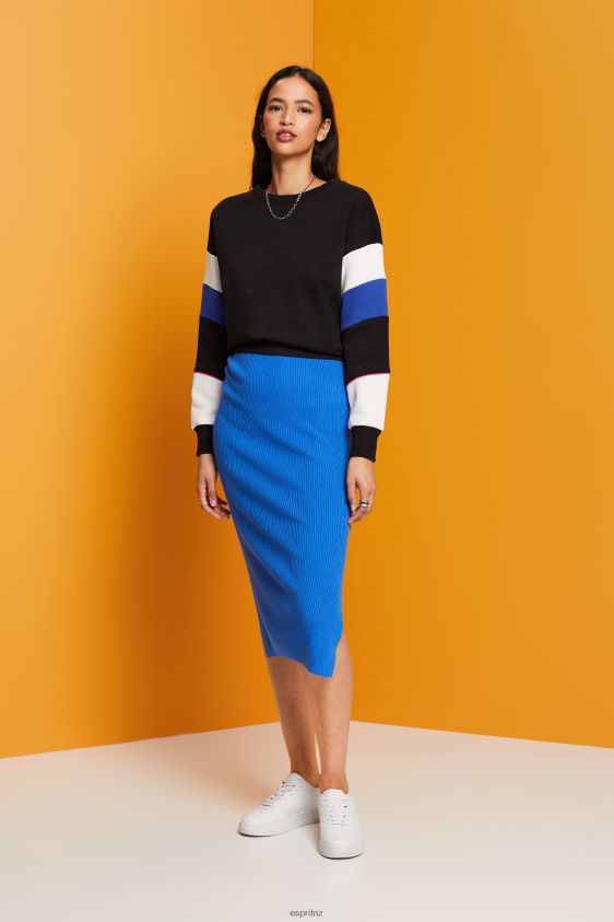 Women Esprit Bright Blue Rib-knit dress, linen blend Dresses XF4444112 - Image 2