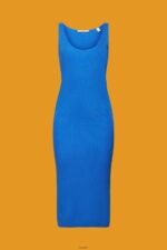 Women Esprit Bright Blue Rib-knit dress, linen blend Dresses XF4444112 - Image 5