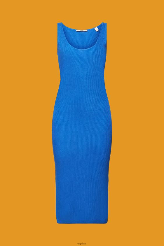 Women Esprit Bright Blue Rib-knit dress, linen blend Dresses XF4444112 - Image 5