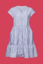 Women Esprit Bright Blue Striped dress, 100% cotton Dresses XF444471 - Image 5