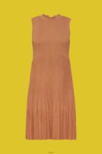 Women Esprit Brown Pleated fit and flare dress Dresses XF4444382 - Image 5
