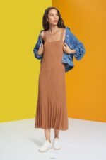 Women Esprit Brown Pleated strap dress Dresses XF4444491 - Image 2