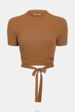 Women Esprit Brown Pleated top Sweaters XF4444375 - Image 4