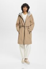Women Esprit Camel Rain coat with drawstring hood Coats XF4444306 - Image 2