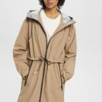 Women Esprit Camel Rain coat with drawstring hood Coats XF4444306