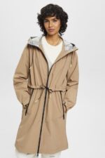 Women Esprit Camel Rain coat with drawstring hood Coats XF4444306