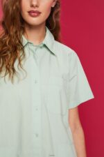 Women Esprit Citrus Green Mini shirt dress, 100% cotton Dresses XF444465 - Image 3