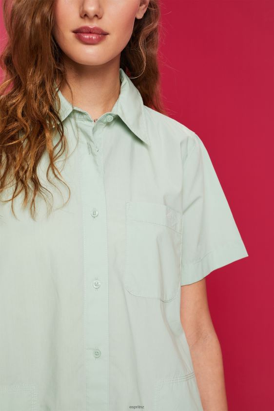 Women Esprit Citrus Green Mini shirt dress, 100% cotton Dresses XF444465 - Image 3