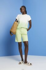 Women Esprit Citrus Green Shorts with braided raffia belt Shorts XF4444263 - Image 2