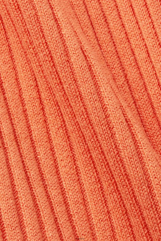 Women Esprit Coral Orange Ribbed, sleeveless jumper, linen blend Sweaters XF4444110 - Image 4