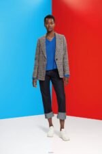 Women Esprit Cream Beige Checked wool blend blazer Coats XF4444447 - Image 2