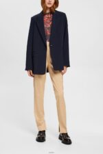Women Esprit Cream Beige High-rise split hem trousers Trousers & Pants XF4444326 - Image 2
