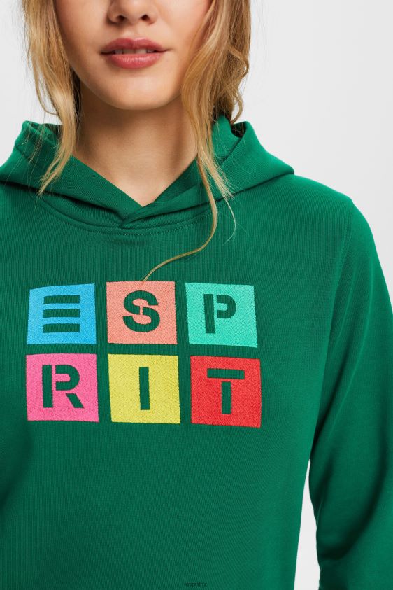 Women Esprit Dark Green Embroidered logo hoodie, organic cotton Sweatshirts & Hoodies XF444410 - Image 3
