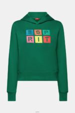 Women Esprit Dark Green Embroidered logo hoodie, organic cotton Sweatshirts & Hoodies XF444410 - Image 5