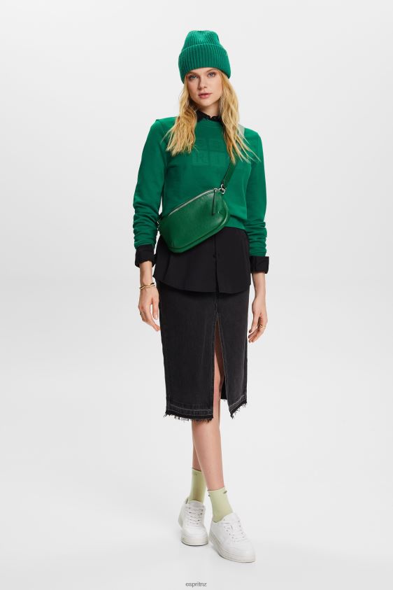 Women Esprit Dark Green Embroidered logo sweatshirt, organic cotton Sweatshirts & Hoodies XF444412 - Image 2