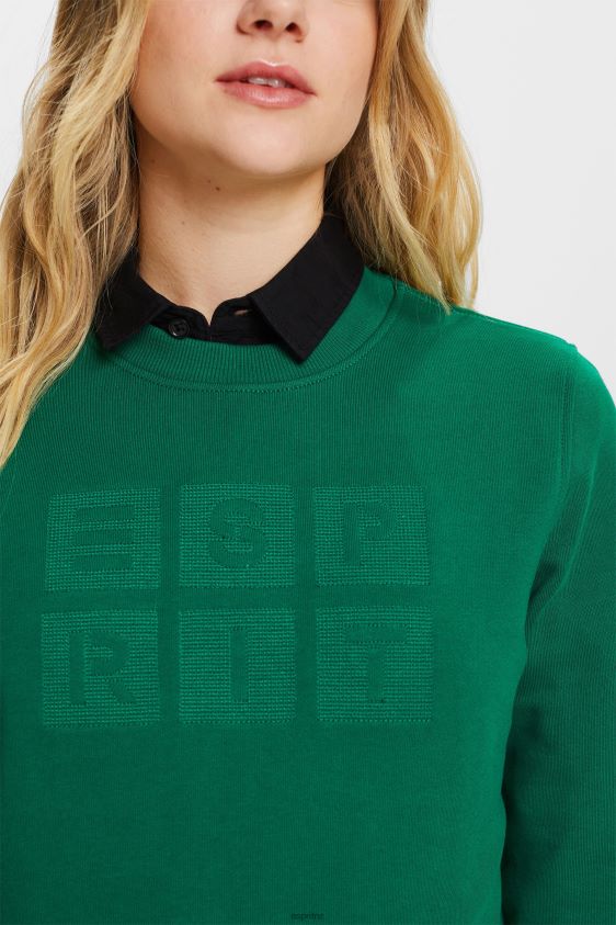 Women Esprit Dark Green Embroidered logo sweatshirt, organic cotton Sweatshirts & Hoodies XF444412 - Image 3