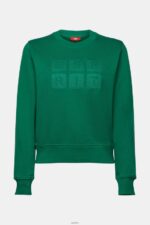 Women Esprit Dark Green Embroidered logo sweatshirt, organic cotton Sweatshirts & Hoodies XF444412 - Image 5