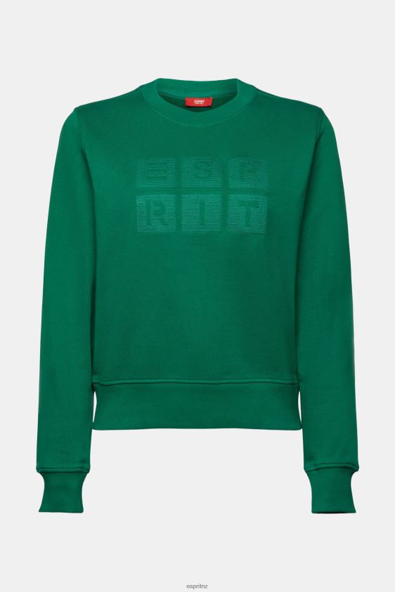Women Esprit Dark Green Embroidered logo sweatshirt, organic cotton Sweatshirts & Hoodies XF444412 - Image 5