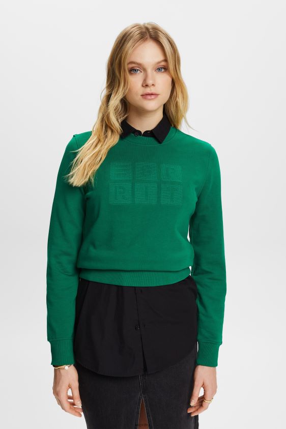 Women Esprit Dark Green Embroidered logo sweatshirt, organic cotton Sweatshirts & Hoodies XF444412 - Image 1
