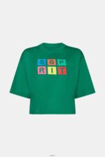 Women Esprit Dark Green Embroidered logo t-shirt, 100% cotton T-Shirts XF444415 - Image 5